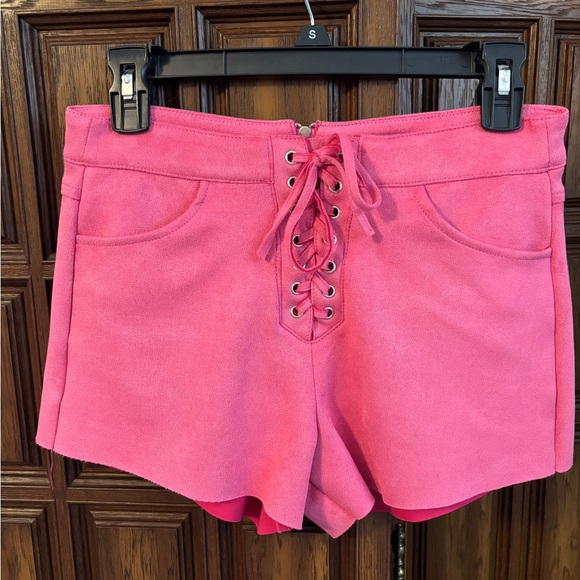 Forever 21 Pink Lace-Up High Waist Shorts - Picture 1 of 3